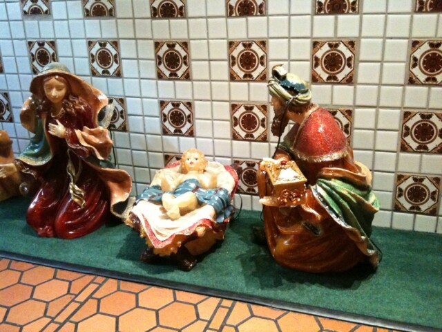 Nativity scene at the taqueria