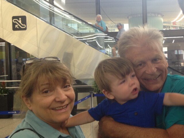 Saying bye bye to Meme and grandpadoo at the airport