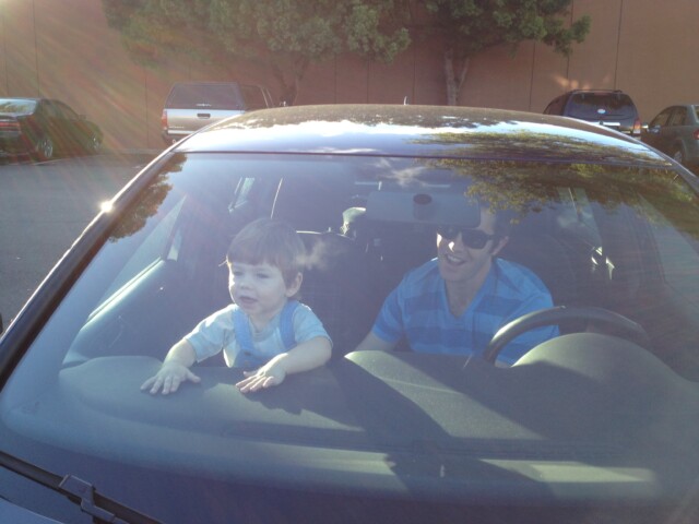 Hanging in the front seat while mom shops at Marshall’s