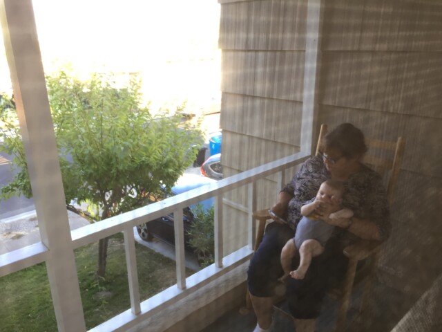 Meme and Dante having a porch rock